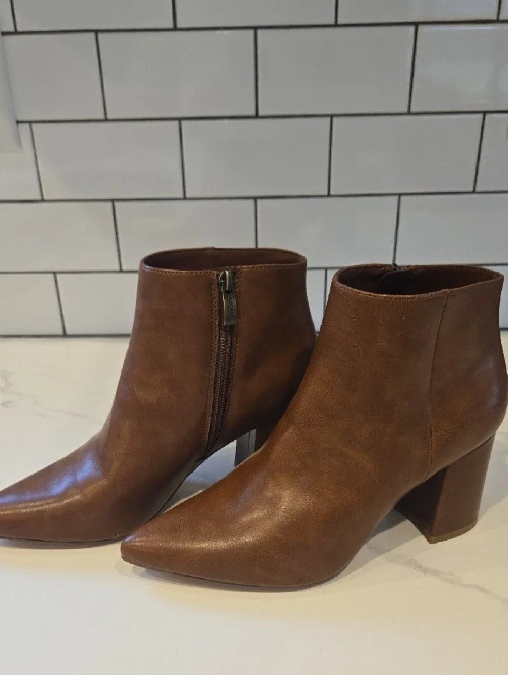 Brown Women's Leather Ankle Booties - Classic Pointed Toe